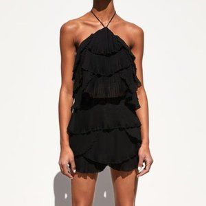 ZARA Black Ruffled Pleated Top and Shorts